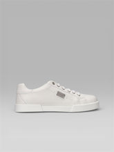 DOLCE & GABBANA Portofino Leather Sneakers with Logo Plaque – White