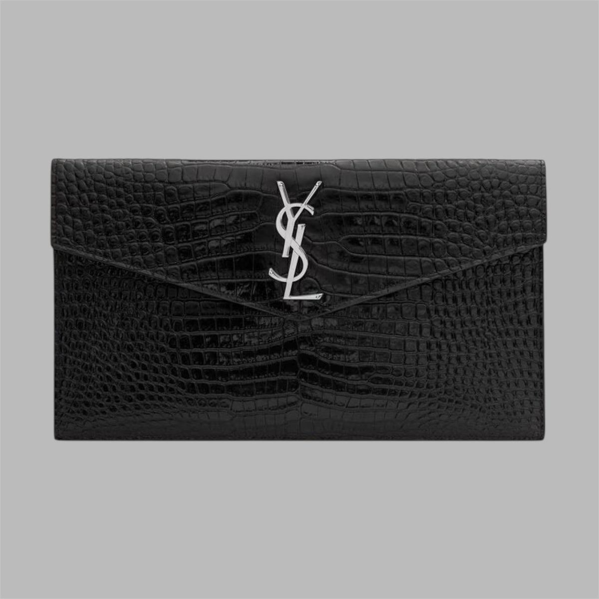 UPTOWN POUCH IN CROCODILE-EMBOSSED SHINY LEATHER