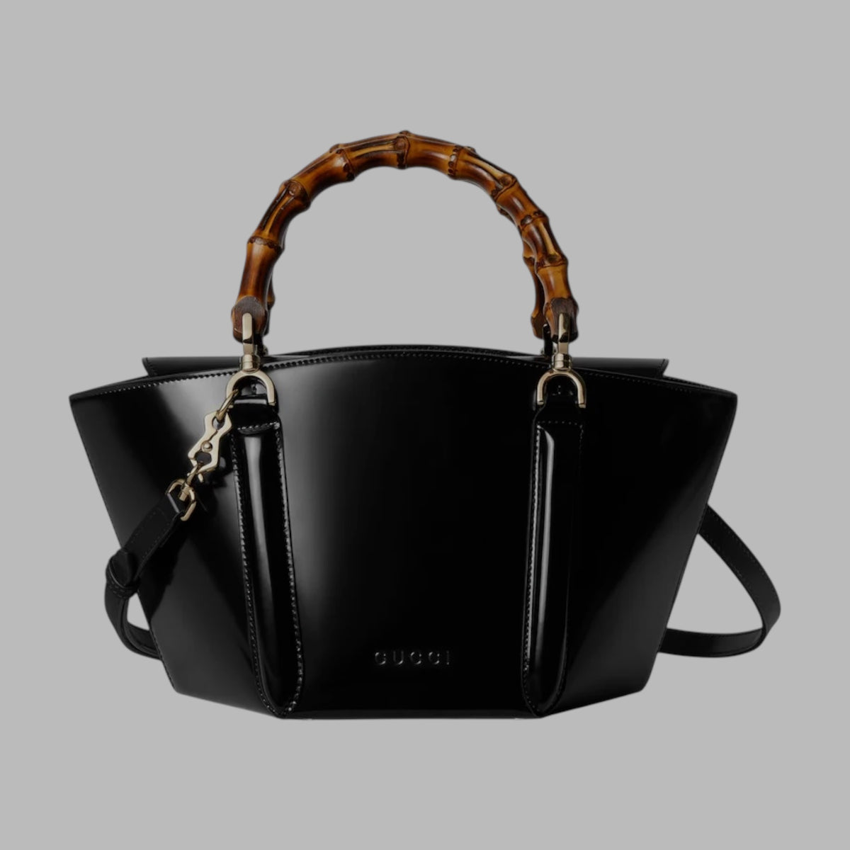 Mini bamboo top handle tote bag