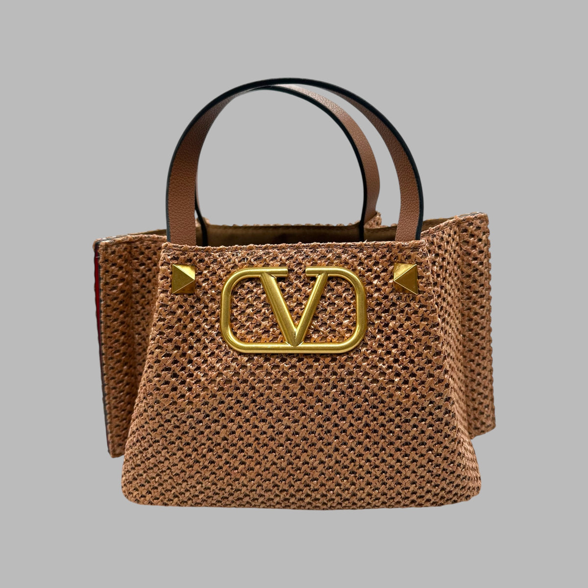 Valentino Garavani Roman Stud Raffia Bag