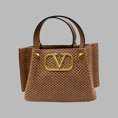 Valentino Garavani Roman Stud Raffia Bag