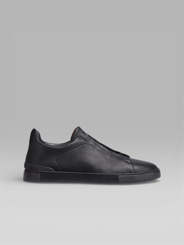 ZEGNA Triple Stitch™ Leather Sneaker – Black