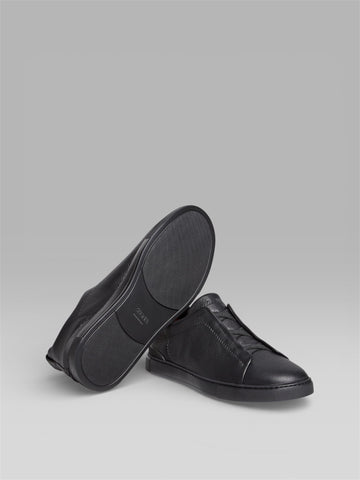 ZEGNA Triple Stitch™ Leather Sneaker – Black