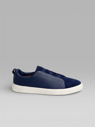 ZEGNA Triple Stitch™ Leather & Suede Sneaker – Blue