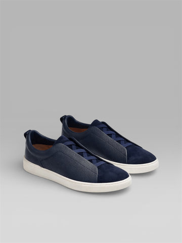 ZEGNA Triple Stitch™ Leather & Suede Sneaker – Blue