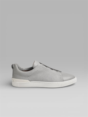 ZEGNA Triple Stitch™ Leather Sneaker – Light Grey