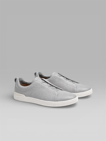 ZEGNA Triple Stitch™ Leather Sneaker – Light Grey