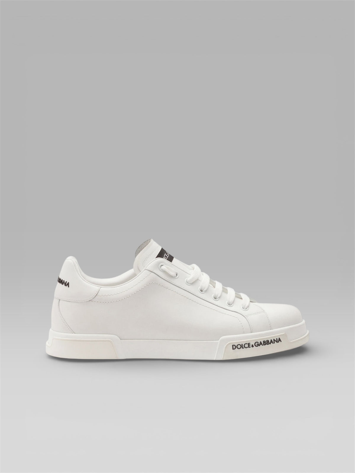 DOLCE & GABBANA Portofino Logo-Print Leather Sneakers – White